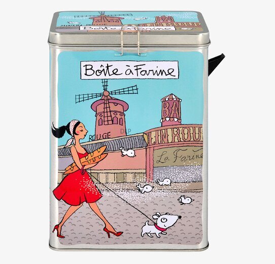 Bild av elegant plåtburk för mjölförvaring i köket