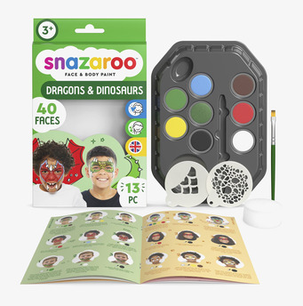 Bild av ansiktsmålning kit med dinosaurie och drake tema