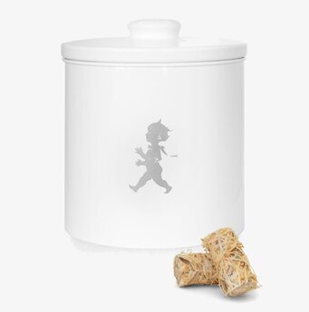 Bild av vit burk för förvaring med stil och funktion