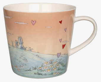 Bild av mugg med vänskapstema och harmoniska färger