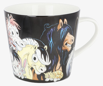 Bild av stilfull mugg med livfulla illustrationer