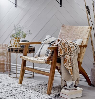 Bild av skandinavisk minimalism med bohemiska inslag