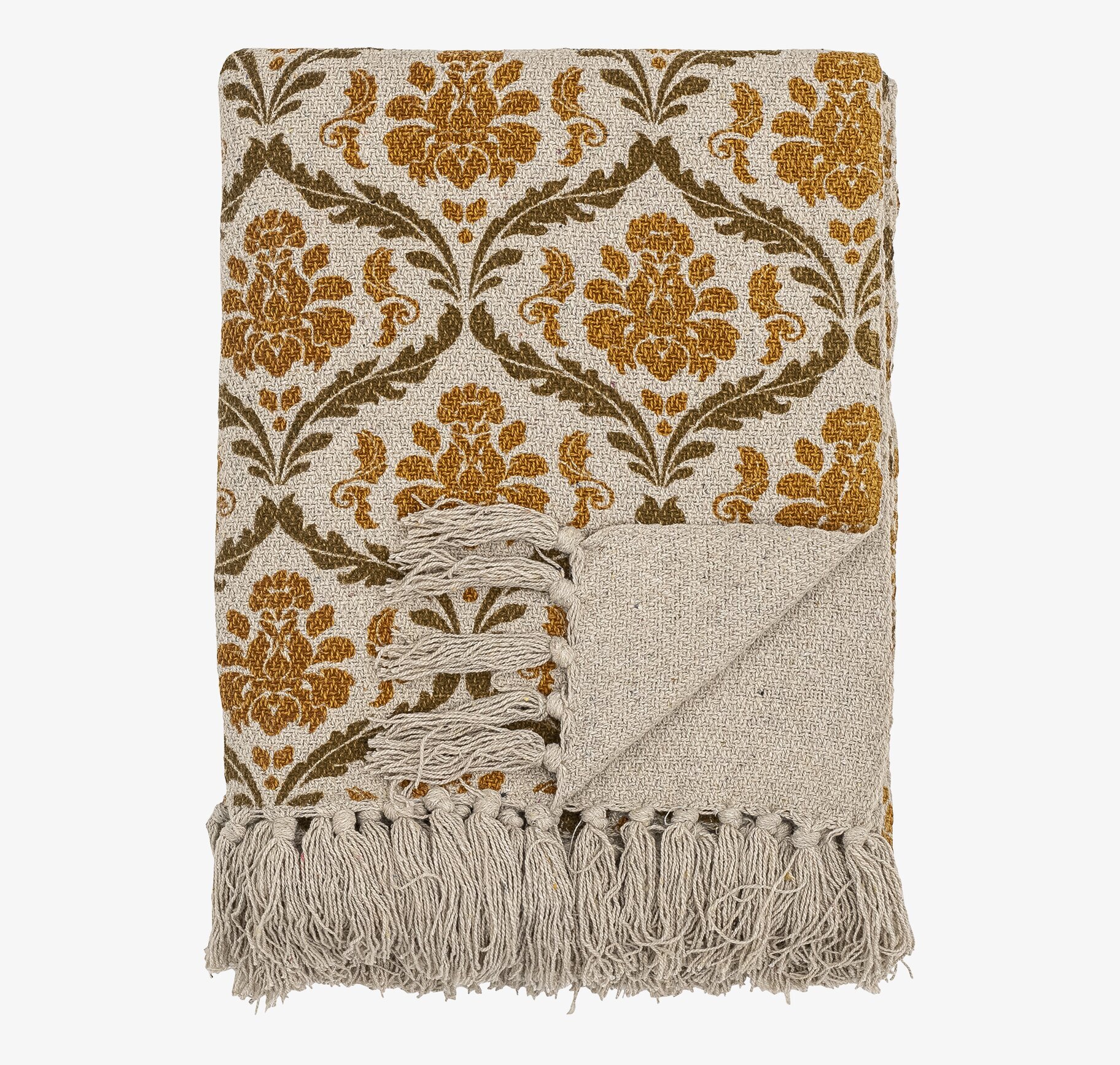 Pläd Hanny Gul/Natur från Bloomingville med blommönster