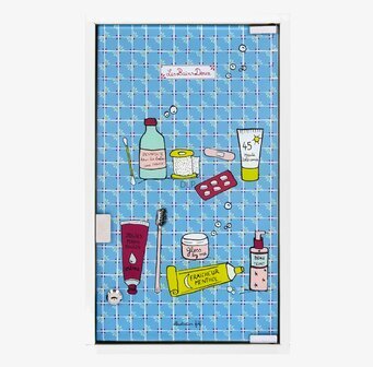 Bild av lekfullt och färgglatt medicinskåp i blått