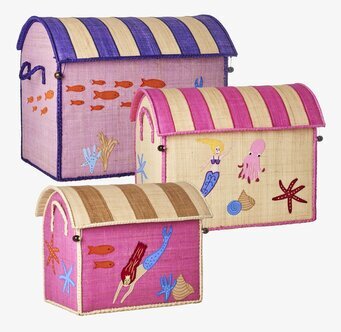 Bild av färgglada förvaringskorgar med sjöjungfrutema