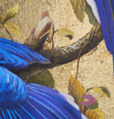 Bild av naturinspirerad tavla med livfulla färger