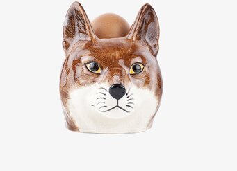 Foto av äggkopp formad som rävhuvud i keramik