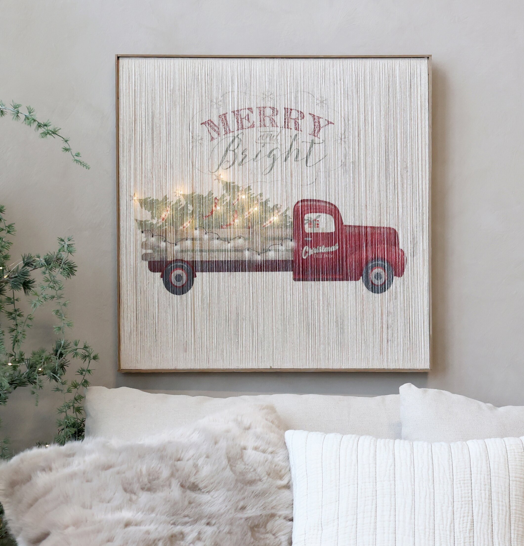 Tavla LED Merry & Bright från Chic Antique med julmotiv