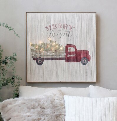 Bild av nostalgisk jul med LED-belyst vintage lastbil