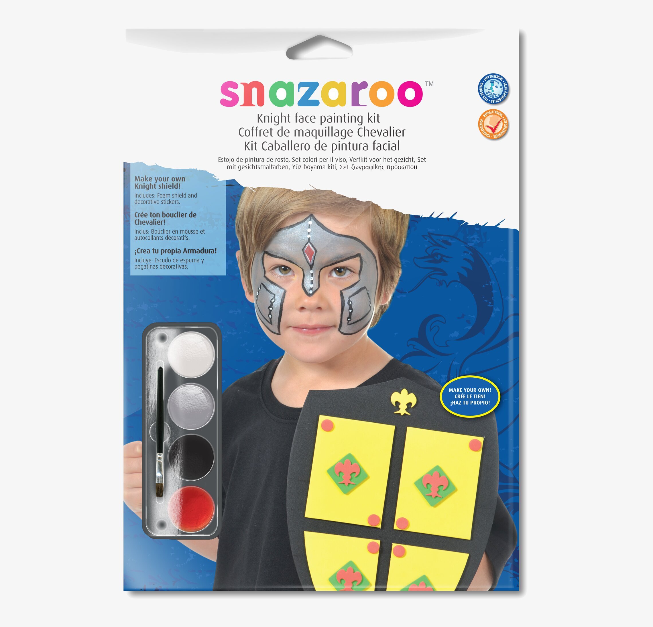 Bild av ansiktsfärg och riddartillbehör för barn