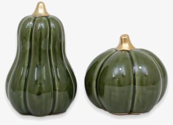 Bild av gröna dekorativa pumpor med gyllene stjälkar