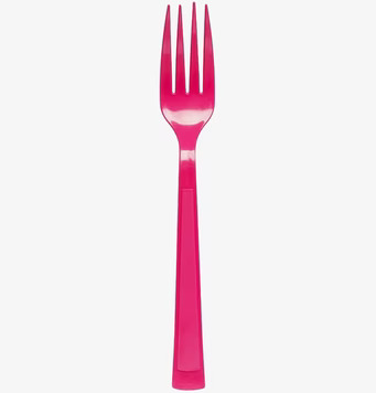 Bild av stilren rosa plastgaffel för modern vardag