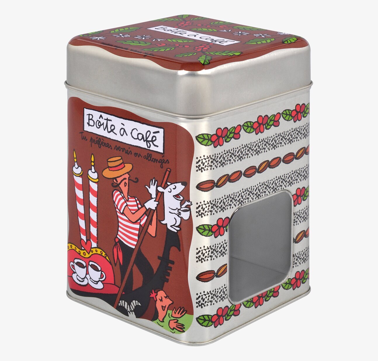 Bild av livfull plåtburk för kaffe med unik design
