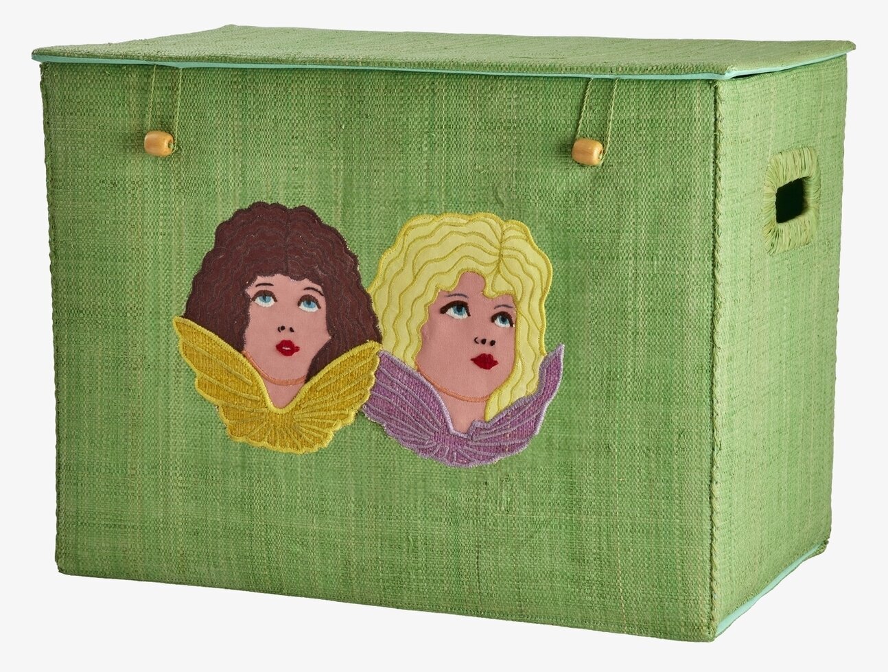 Förvaringskorg Änglar från Rice i grönt vävt material