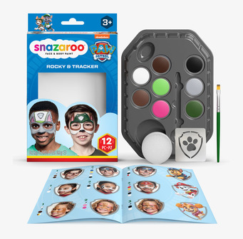 Bild av färgglad ansiktsfärgssats med Paw Patrol-tema