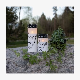 Bild av LED-gravljus i fridfull utomhusmiljö