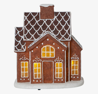 Bild av charmigt pepparkakshus med LED-belysning