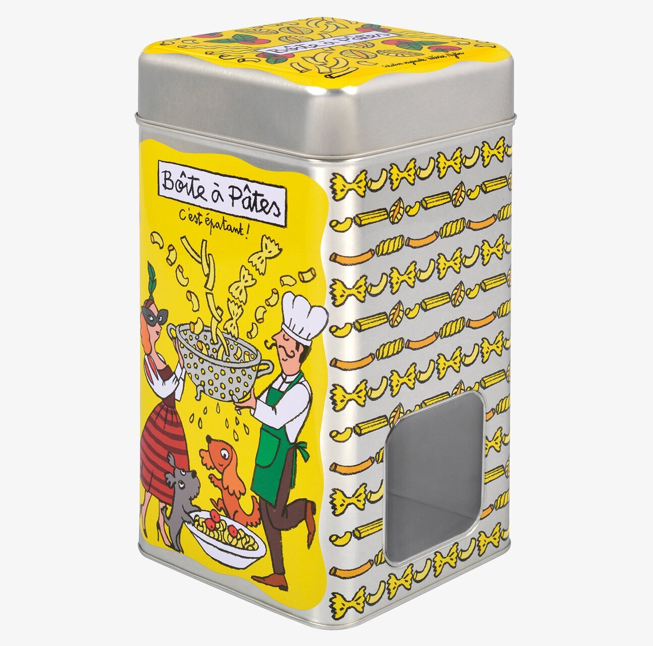 Bild av färgglad och lekfull plåtburk för köksförvaring