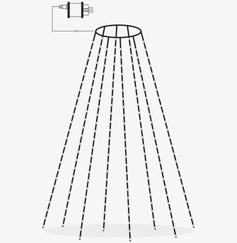 Bild av en konformad julgransslinga med ljuskällor