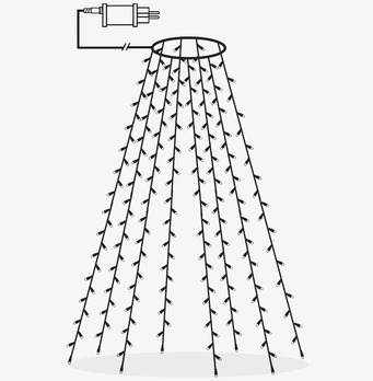Bild av LED-julgransslinga med effektiv ljusfördelning