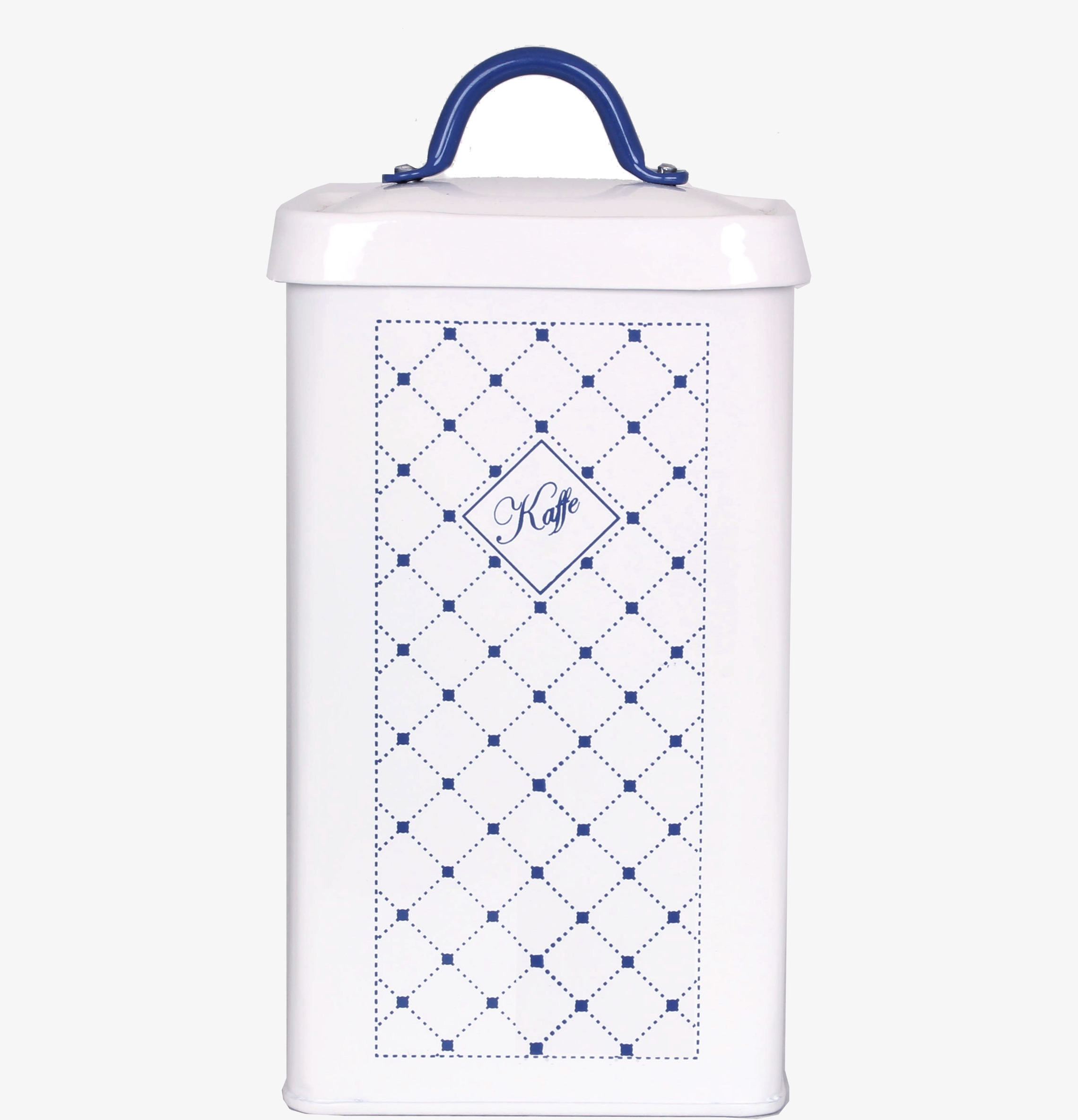 Plåtburk Gunnel Kaffe från Strömshaga i vit och blå design