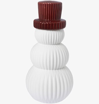 Bild av dekorativ snögubbe i keramik för vintermys