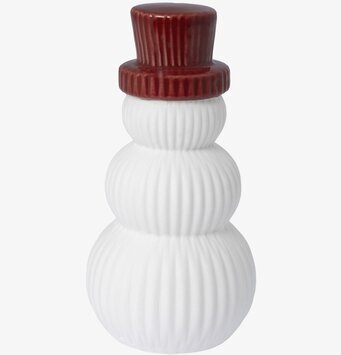 Bild av charmig snögubbe i vintrig heminredning