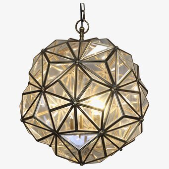 Bild av geometrisk taklampa med antik mässingsfinish