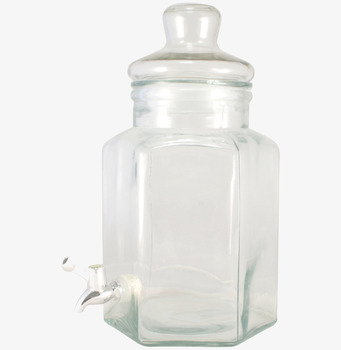 Bild av glasburk med kran - stilren och funktionell design