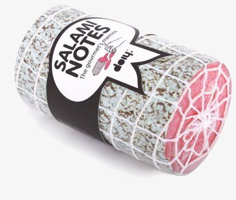 Bild av en unik anteckningsbok som ser ut som salami