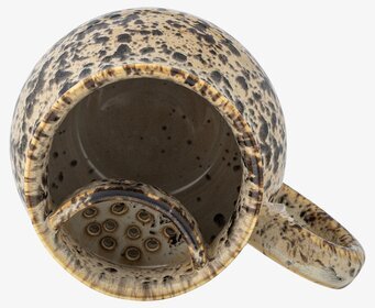 Bild av vacker stengodsmugg i gråa och bruna nyanser