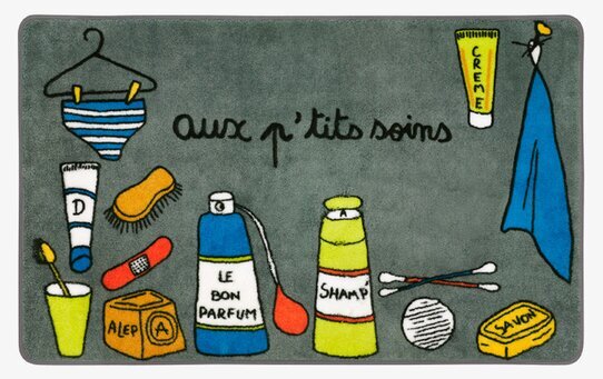 Bild av färgglad och kreativ badrumsmatta med motiv