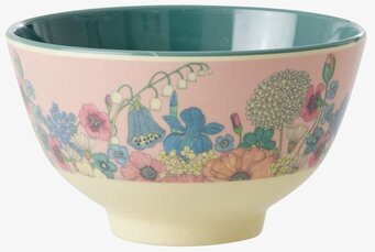 Bild av dekorativ skål med blommönster i pastellfärger