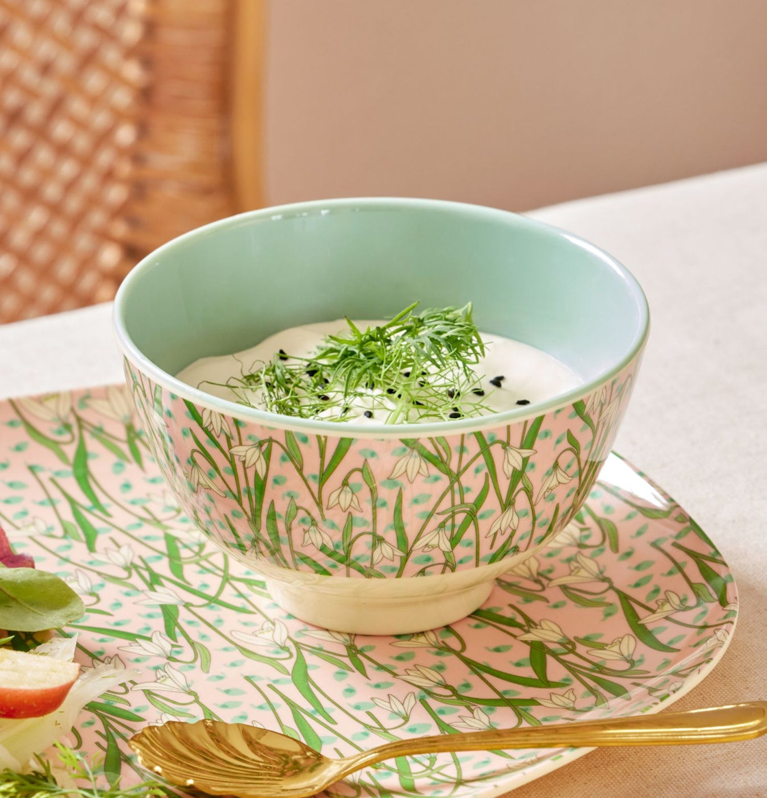 Liten Skål New Snowdrop Print från Rice med snödroppsmönster