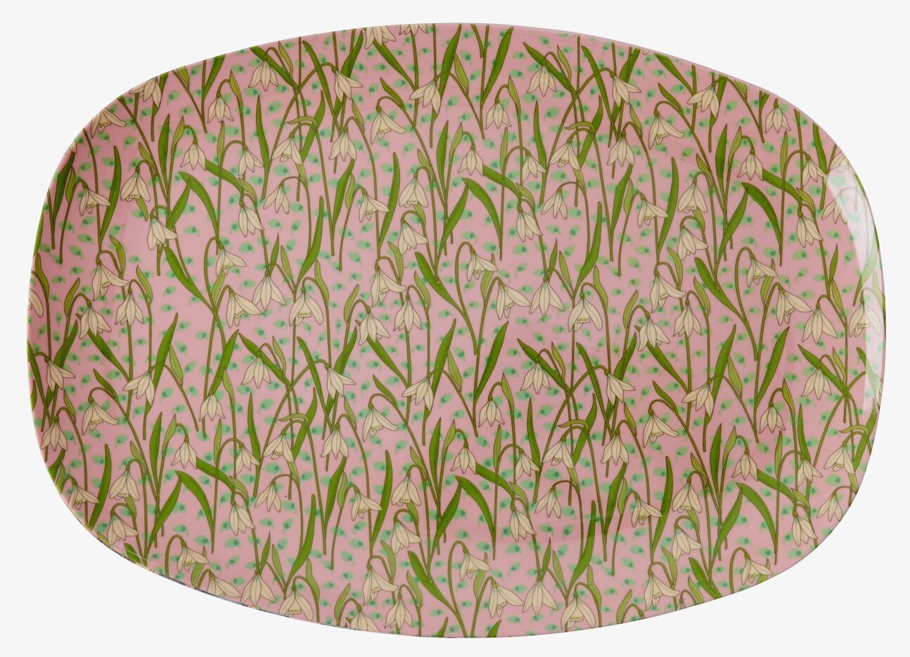 Bild av rektangulär tallrik med snödroppsmönster