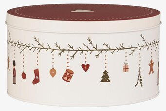 Bild av nostalgisk plåtburk med julmotiv och design