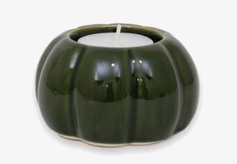 Bild av stilren ljuslykta i djup grön keramisk design