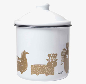 Bild av stilfull emaljburk med skandinavisk design