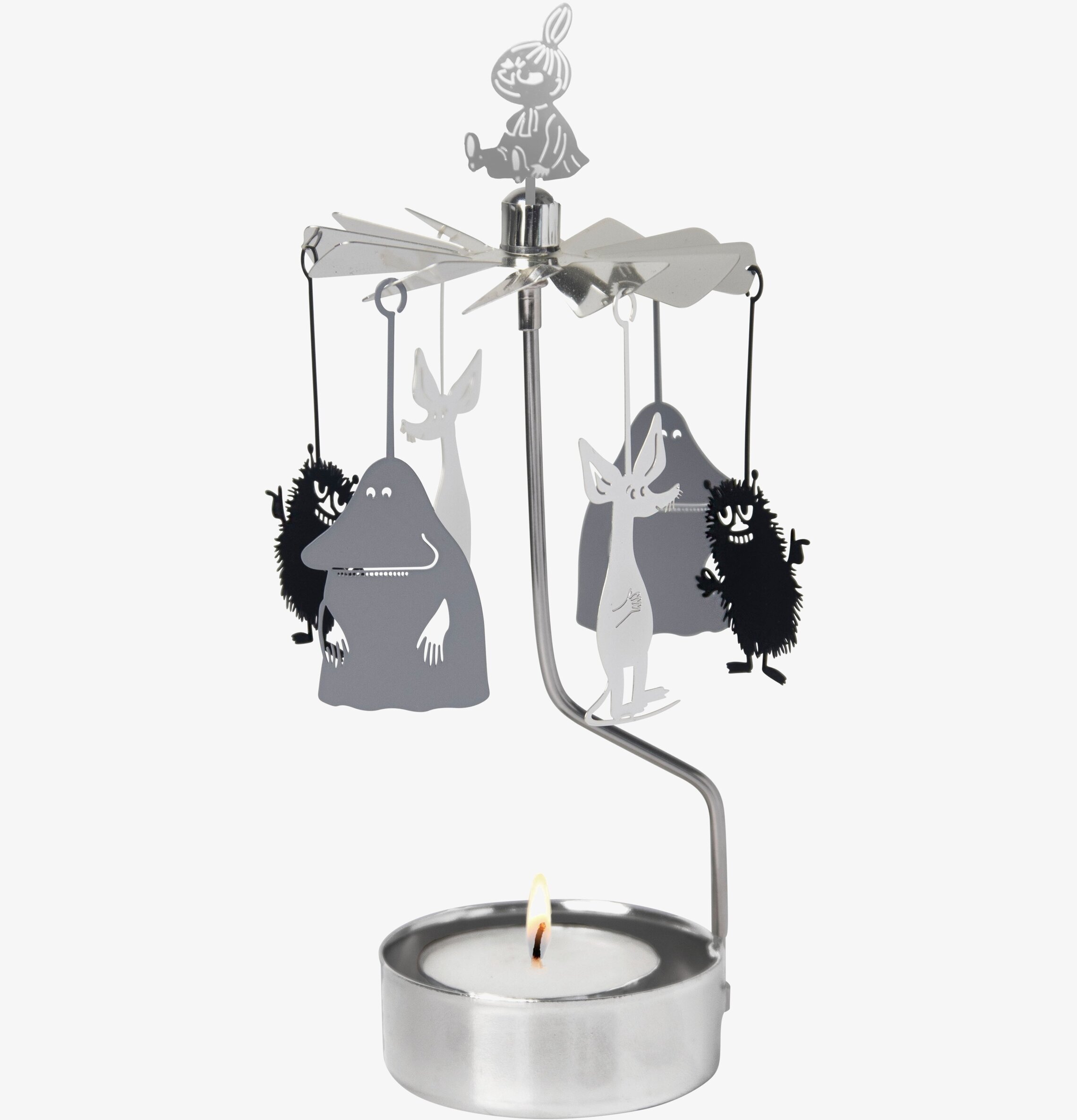 Bild av ett dekorativt änglaspel med Muminkaraktärer