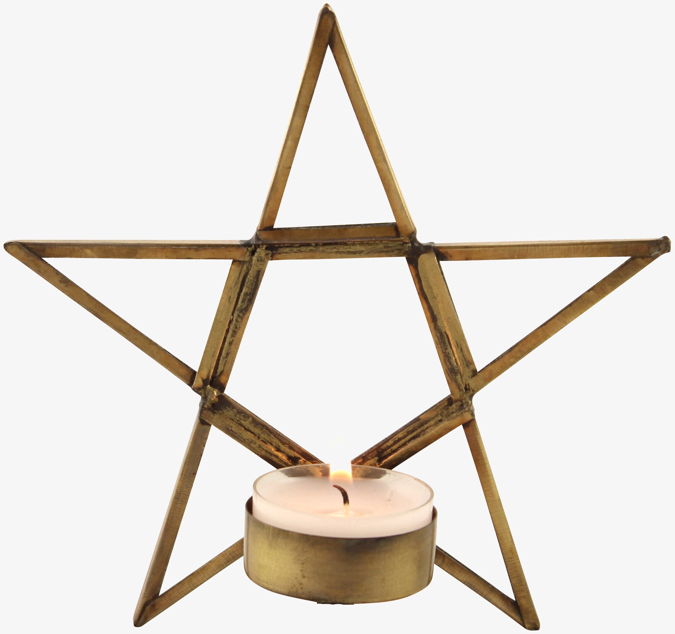 Bild av unik ljushållare i antik mässing, stjärnformad