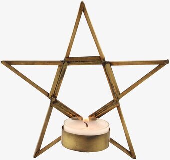 Bild av unik ljushållare i antik mässing, stjärnformad