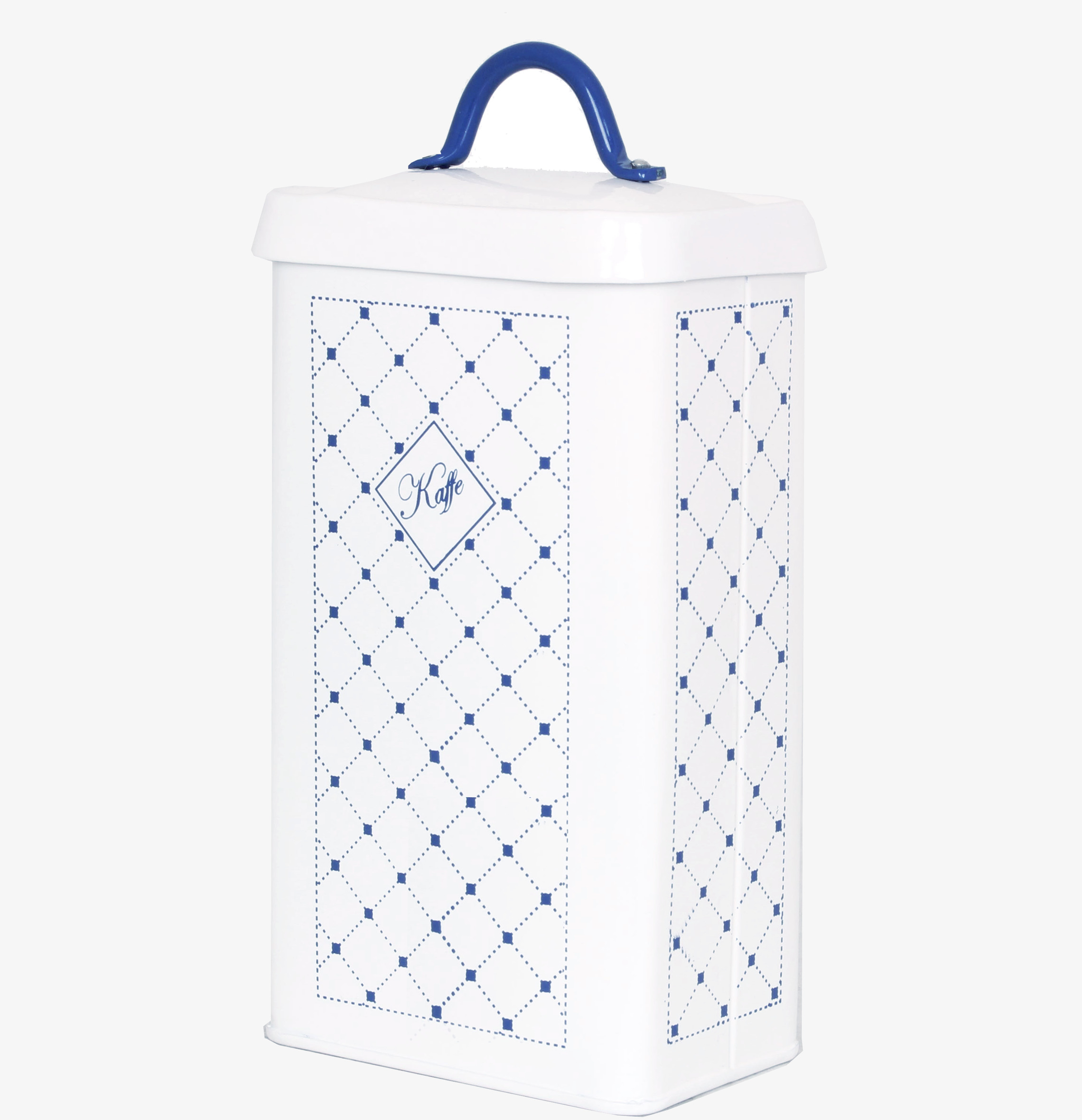 Plåtburk Gunnel Kaffe från Strömshaga med blått mönster