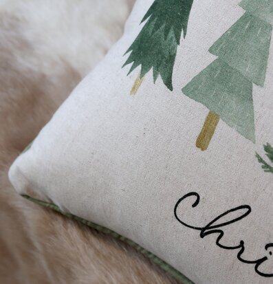 Foto av kuddfodral med vintersäsongens motiv