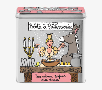 Bild av charmig plåtburk med kökstema och design