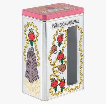 Bild av unik plåtburk med lekfull design för köket