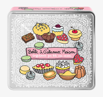 Bild av färgglad plåtburk med bakverksillustrationer