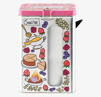 Bild av färgglad och stilren sockerburk i köket