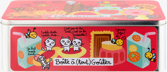 Bild av färgglad plåtburk med lekfulla illustrationer