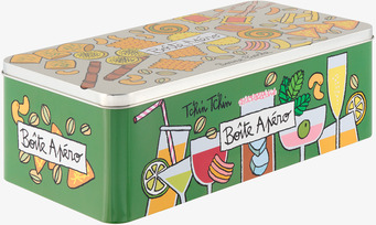 Bild av färgglad plåtburk med dryckesillustrationer