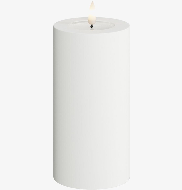 Blockljus Utomhus Vit 7.5x15cm från Deluxe Homeart